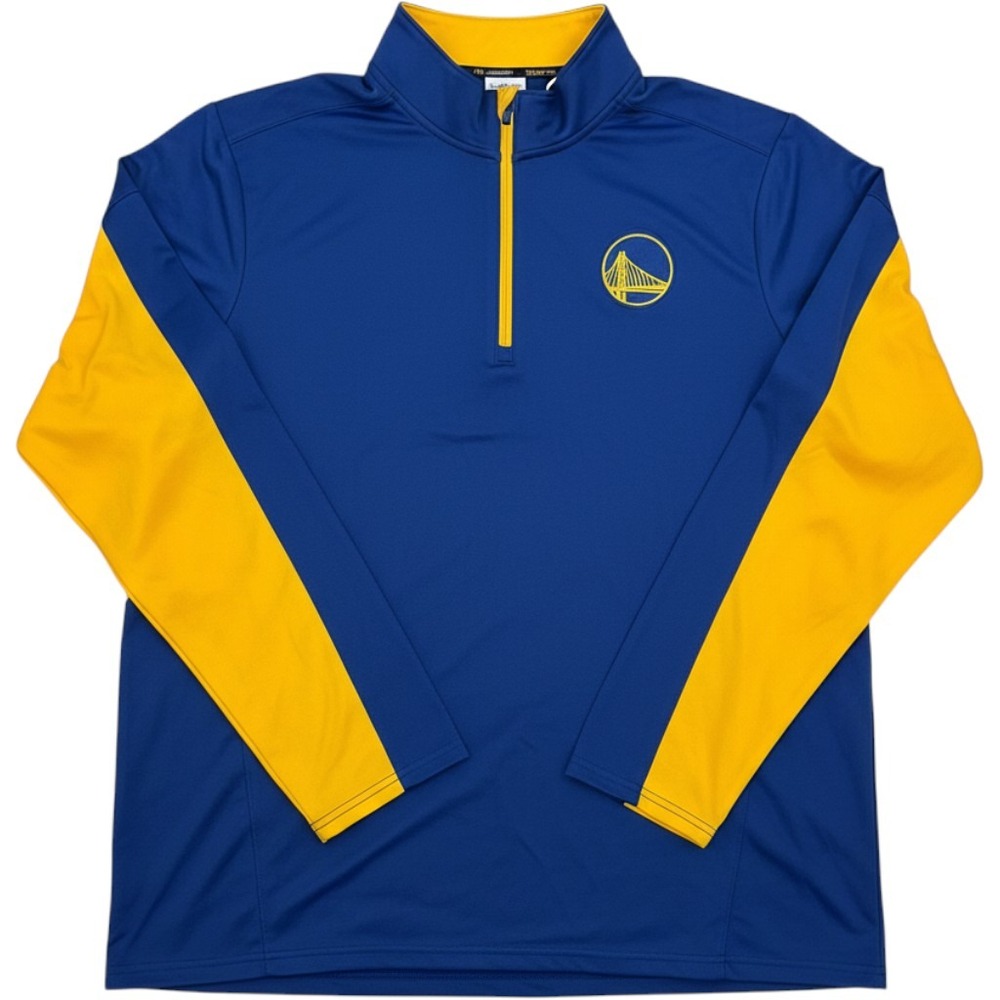 Antigua Golden State Warriors NBA Mens XL Quarter Zip Pullover Blue Gold NEW